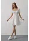 Beli Korseli Mini Elbise - Beyaz