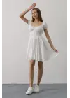 Beli Korseli Mini Elbise - Beyaz