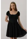 Beli Korseli Mini Elbise - Siyah
