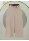 Omarı Rahat ve Şık Beli Lastikli Bol Paça Pantolon - Bej