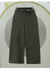 Omarı Rahat Kullanımlı Bol Paça Pantolon - Haki