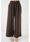 Beli Lastikli Bol Paça Pantolon 30087 - A.Kahve