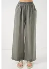 Beli Lastikli Bol Paça Pantolon 30087 - Gri