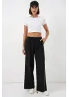 Beli Lastikli Bol Paça Pantolon 30087 - Siyah