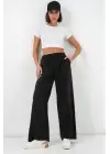 Beli Lastikli Bol Paça Pantolon 30087 - Siyah
