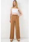 Beli Lastikli Bol Paça Pantolon 30087 - Taba