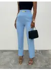 Beli Lastikli Cepli Metal Detaylı Pantolon -Bebe Mavi