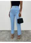 Omarı Beli Lastikli Cepli Pantolon - Hafif Mavi
