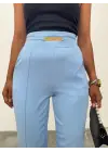 Beli Lastikli Cepli Metal Detaylı Pantolon -Bebe Mavi
