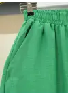 Beli Lastikli Çift Cepli Salaş Pantolon -Yeşil