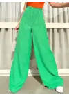 Beli Lastikli Çift Cepli Salaş Pantolon -Yeşil