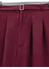 Beli Lastikli Kemer Detaylı Tensel Cupra Pantolon -Bordo