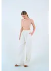 Beli Lastikli Palazo Pantolon - Taş