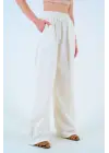 Beli Lastikli Palazo Pantolon - Taş