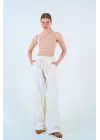 Beli Lastikli Palazo Pantolon - Taş