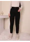 Omarı Yüksek Bel Kot Pantolon - Siyah