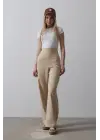 Beli Yarım Lastikli Palazzo Pantolon - Camel