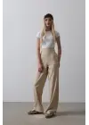 Beli Yarım Lastikli Palazzo Pantolon - Camel