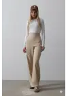 Beli Yarım Lastikli Palazzo Pantolon - Camel