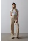 Beli Yarım Lastikli Palazzo Pantolon - Camel