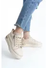 Trend Spor Ayakkabı - Krem/Altın