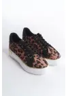 Benorra Bağcıklı Rahat tabanlı ayakkabı Tabaan Leopar Desenli Bayan Spor tabanlı ayakkabı Spor Ayakkabı  TBT - Kahverengi