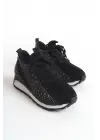 Benorra Bağcıklı Rahat tabanlı ayakkabı Tabaan Taşlı Bayan Spor tabanlı ayakkabı Spor Ayakkabı CBT - Siyah