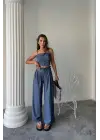 Benorra CROP ASKILI BLUZ - ŞALVAR PANTOLON TK - İndigo