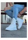Benorra WG012 Beyaz Cilt Uzun Bağcıklı  Bot