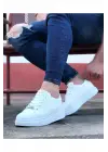 Omarı Beyaz Bağcıklı Kalın Taban Erkek Ayakkabı