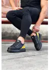 Omarı Legend Kömür Sarı Kalın Taban Casual Ayakkabı