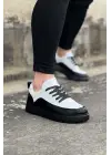 Omarı Ergonomik Kömür Beyaz Rugan Erkek Casual Ayakkabı