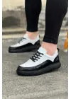 Omarı Ergonomik Kömür Beyaz Rugan Erkek Casual Ayakkabı