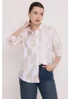 Beyaz Gold Varak Desenli Gömlek 20253