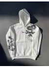Omarı Rahat ve Şık Beyaz Baskılı Sweatshirt
