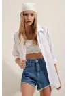 Beyaz Oversize Uzun Basic Gömlek 3900