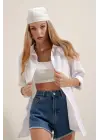 Beyaz Oversize Uzun Basic Gömlek 3900