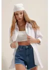 Beyaz Oversize Uzun Basic Gömlek 3900