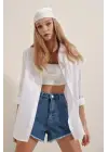 Beyaz Oversize Uzun Basic Gömlek 3900