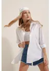 Beyaz Oversize Uzun Basic Gömlek 3900