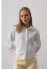 Omarı Yanları Bağlamalı Basic Gömlek - Beyaz