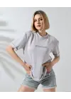 Omarı Bisiklet Desenli Slim Fit Boyalı Gri T-Shirt