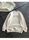 Omarı Bisiklet Yaka Baskılı Sweatshirt - Beyaz