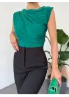 Omarı Sıfır Kol Zümrüt Bluz