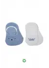 Bistyle 2li Babet Cute Face Penye Çorap 30103 Mavi-beyaz