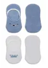 Bistyle 2li Babet Cute Face Penye Çorap 30103 Mavi-beyaz