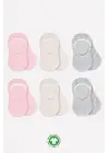 Omarı Silikonlu Babet Penye Çorap Seti - Pembe, Ekru, Gri