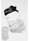 Omarı Kaymaz Penye Çorap 6Lı Sneakers Seti Gri Beyaz Siyah