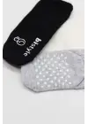 Omarı Kaymaz Penye Çorap Seti Siyah Ekru Gri