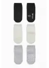 Omarı Kaymaz Penye 3Lü Soket Çorap Seti Siyah Ekru Gri